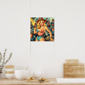 Poster Pompier vintage Pin-up (Cuisine)