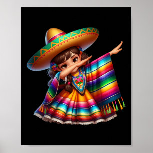 Poster Poncho Mexicain Drôle de Dabbing Sombrero Cinco De