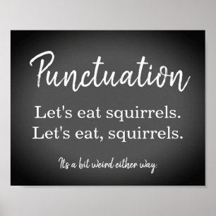 Poster Ponctuation Commas Drôle Chalk Board