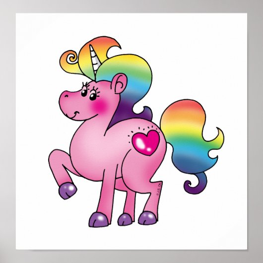 Poster poney à licorne mignonne (Devant)