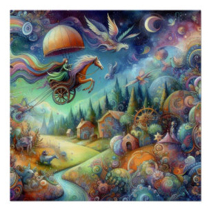 Poster Poney lunaire