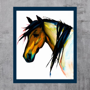 Poster Poney Sauvage Cheval Aquarelle