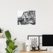 Poster Pont ancien dessin au crayon (Bureau à domicile)