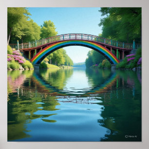 Poster Pont arc-en-ciel courbe plus épais