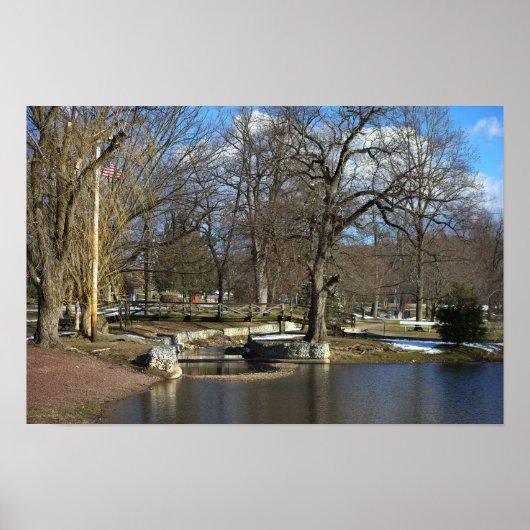 Poster Pont avec étang (Devant)