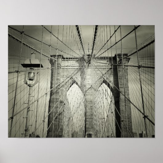 Poster Pont Brooklyn en noir et blanc, petit (Devant)