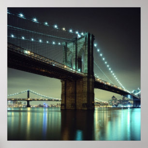 Poster Pont Brooklyn la nuit Pont Manhattan