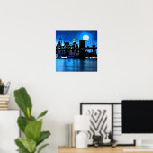 Poster Pont Brooklyn sous une Pleine lune (Bureau à domicile)