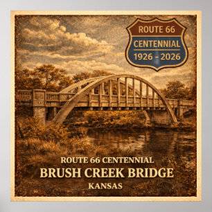 Poster Pont Brush Creek de la route 66 du Kansas