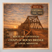 Poster Pont Chain of Rocks de la route 66 (Devant)