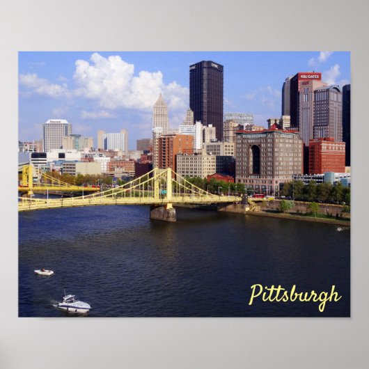 Poster Pont Clemente de Pittsburgh Skyline Allegheny Rive (Devant)