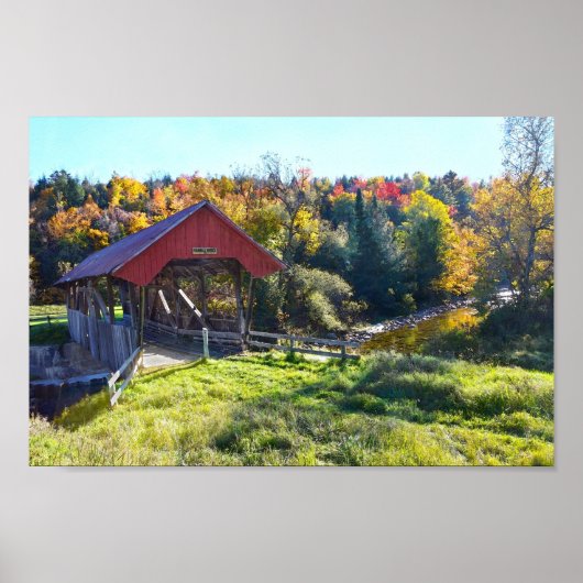 Poster Pont couvert au hasard en automne, Vermont (Devant)