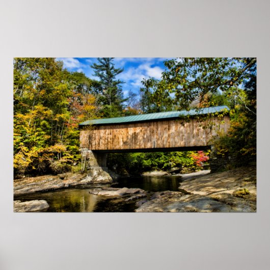 Poster Pont couvert de Montgomery avec feuillage d'automn (Devant)