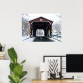Poster Pont couvert en neige (Bureau à domicile)