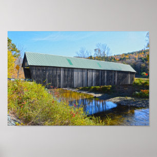 Poster Pont couvert Lincoln, Automne, Woodstock, Vermont