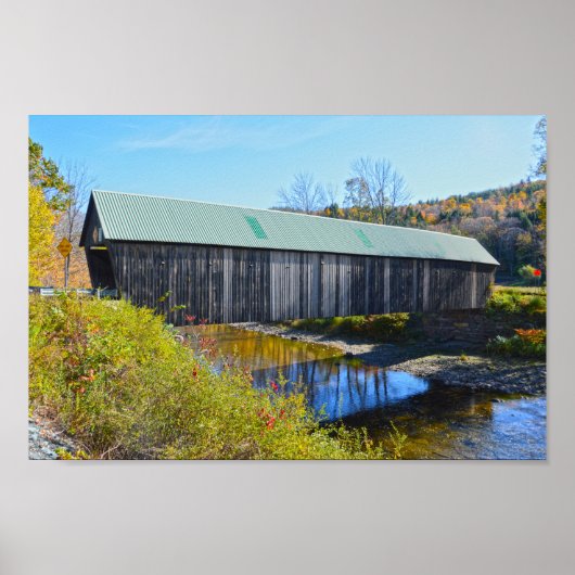 Poster Pont couvert Lincoln, Automne, Woodstock, Vermont (Devant)