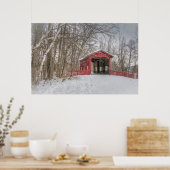 Poster Pont couvert Neige rouge Photo (Cuisine)