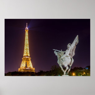 Poster Pont de Bir-Hakeim la nuit - Paris, France