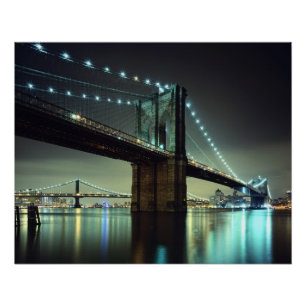 Poster Pont de Brooklyn au pont de Manhattan de nuit