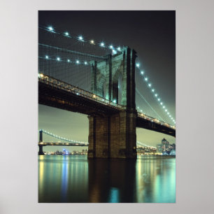 Poster Pont de Brooklyn au pont de Manhattan de nuit