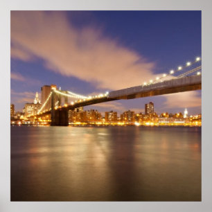 Poster Pont de Brooklyn et Manhattan la nuit