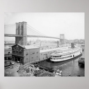 Poster Pont de Brooklyn et quais, 1905. Photo vintage