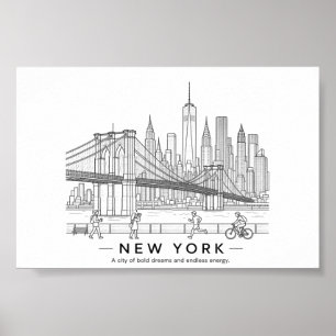 Poster Pont de Brooklyn New York Minimaliste Ligne Artist