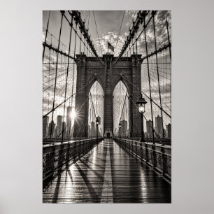 Poster Pont de Brooklyn noir et blanc New York Wall Art