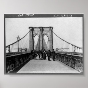 Poster Pont de Brooklyn vintage New York City NY 1898