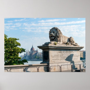 Poster Pont de Chaîne Szechenyi et Parlement de Budapest