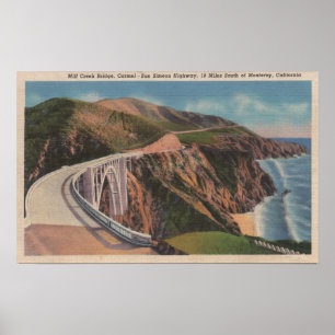 Poster Pont de crique de moulin sur San Simeon Hwy près
