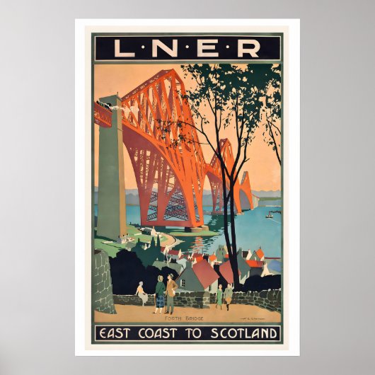Poster Pont de Forth Est Coast vers l'Écosse Voyage Vinta (Devant)