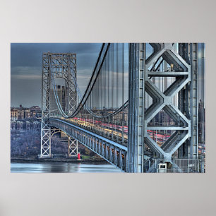 Poster Pont de George Washington et le phare rouge NYC