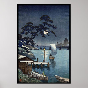 Poster Pont de Kangetsu, Shimonoseki l'automne tôt