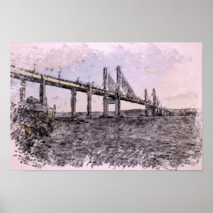 Poster Pont de Kessock Inverness Aquarelle artistique