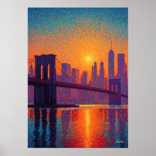 Poster Pont de la Porte d'Or Pointillisme San Francisco