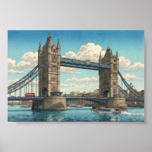 Pont de la Tour de Londres Estampe Japonaise sur B