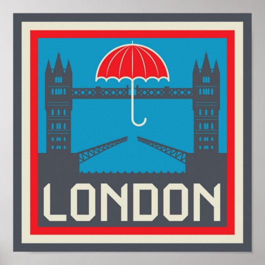Poster Pont de Londres avec parapluie (Devant)