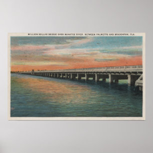 Poster Pont de millions de dollars au-dessus de la rivièr
