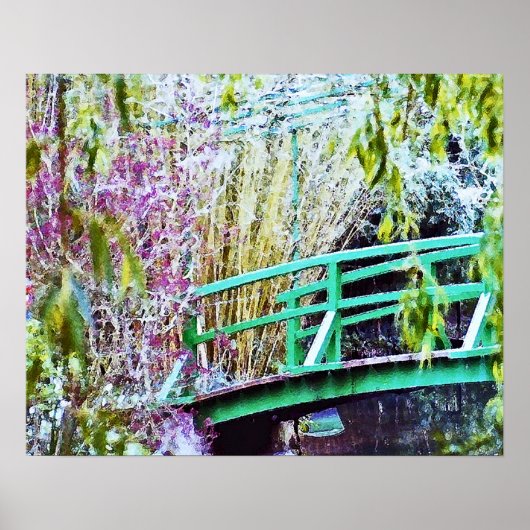 Poster Pont de Monet avec fleurs (Devant)