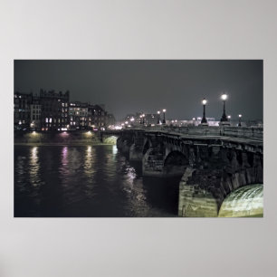 Poster PONT de PONT NEUF la nuit - PARIS FRANCE