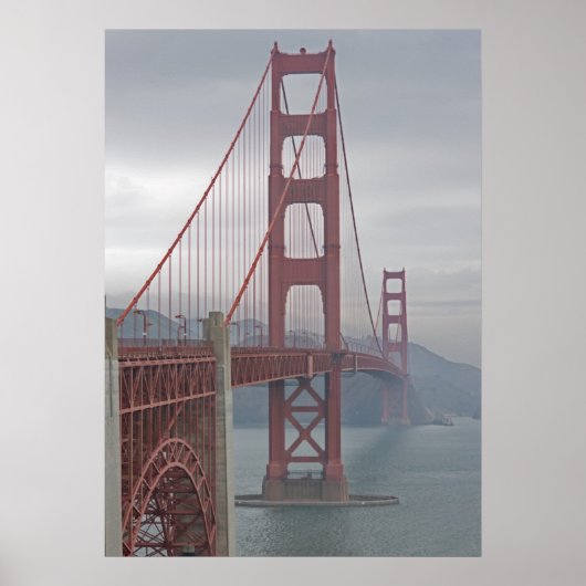 Poster Pont de porte d'or dans la brume. (Devant)