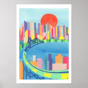 Poster Pont de Queensborough à Sunrise
