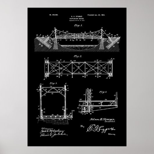 Poster Pont de suspension de brevet (Devant)