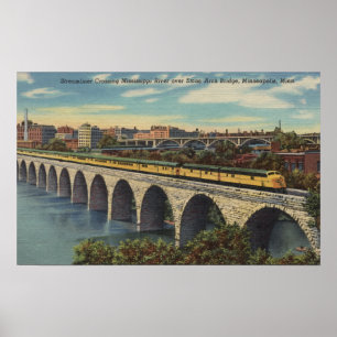 Poster Pont de voûte de pierre de croisement de train