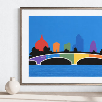 Poster Pont de Waterloo coloré de la skyline de Londres A