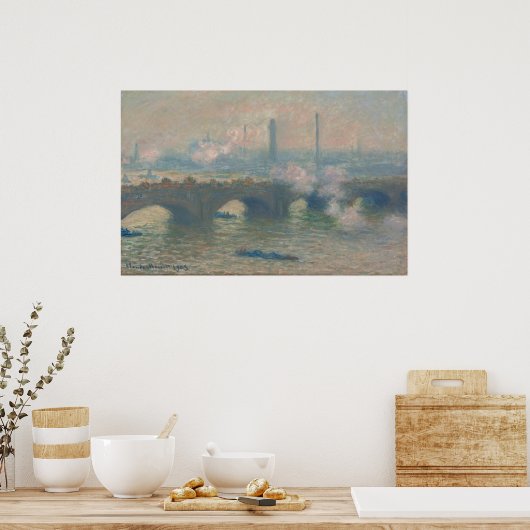 Poster Pont de Waterloo, Gray Day - Claude Monet Fine Art (Cuisine)