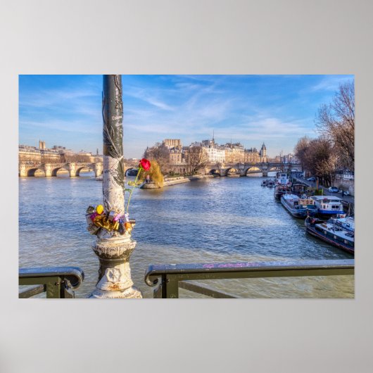 Poster Pont des Arts à la Saint-Valentin - Paris (Devant)