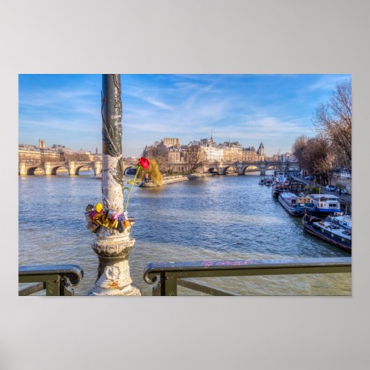 Poster Pont des Arts le jour de la Saint Valentin - Paris (Devant)