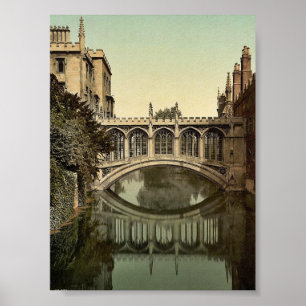 Poster Pont des Soupirs, Cambridge, Angleterre vintage Ph